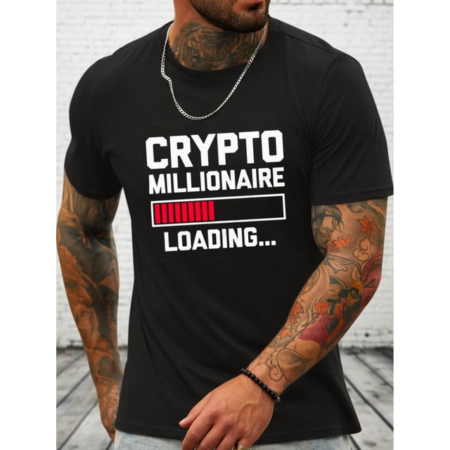 Camiseta de cuello redondo para hombre con estampado de CRYPTO MILLIONAIRE, manga corta, ropa informal de verano versátil, camisetas de ocio