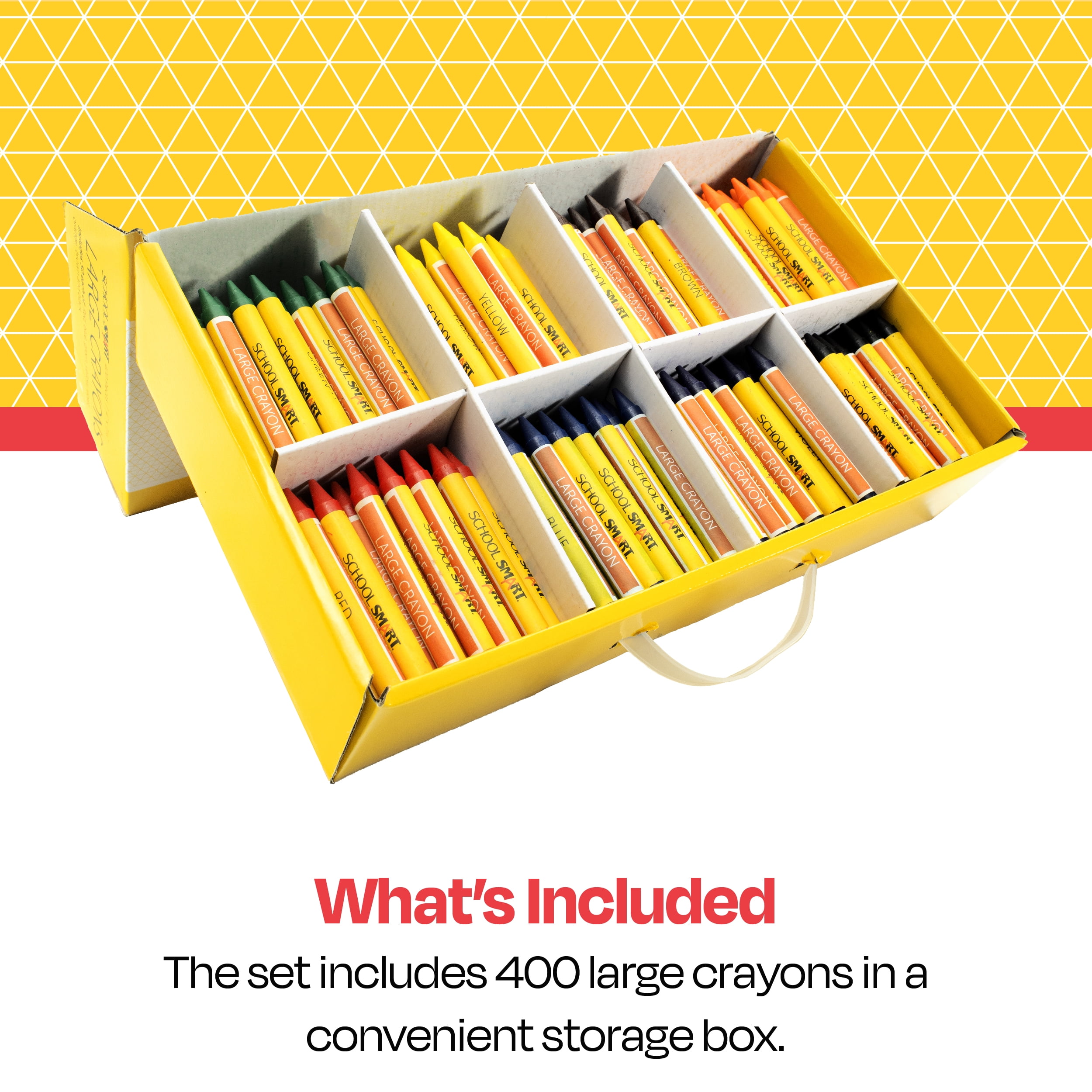 School Smart Large Non-Toxic Crayon in Storage Box, 7/16 x 4 in, Assorted Color, Pack of 400