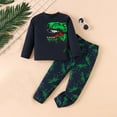 thumbnail image 3 of Ugoldhm Toddlers Fashion Jogger Set Dinosaur Printed Sweatshirt and Sweatpant Fall Casual Outfit Set, 3 of 3