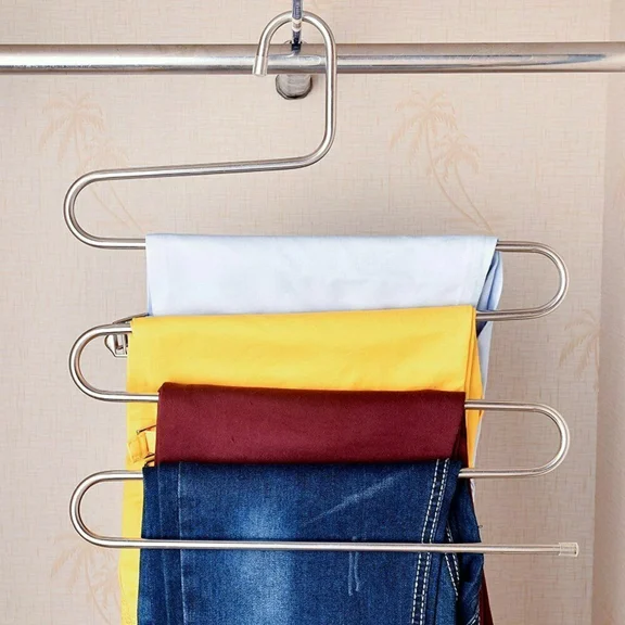 Clothes Pants Trouser Hanger Multi Layer Storage Rack Closet Space Saver S Shape