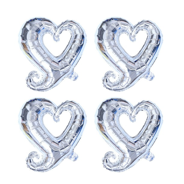 FELTECHELECTR 4 globos de aluminio con forma de corazón de 18 pulgadas, decoración creativa para fiestas, bodas, cumpleaños y festivales (plateados).