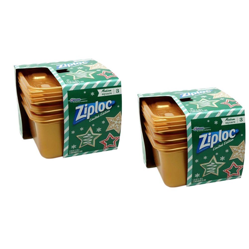 Ziploc Square Holiday Plastic Containers w/ Lids, Medium, 2 Packs (3