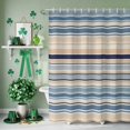 thumbnail image 3 of Shower Curtain, Blue Beige Stripes Lines Waterproof Shower Curtain Set with Hooks for Bathroom Showers,Stalls and Bathtubs,36x72In Abstract Geometric Pattern, 3 of 9