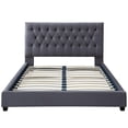 thumbnail image 5 of Elda Mid Century Modern Gray Velvet Upholstered Queen Platform Bed, 5 of 7