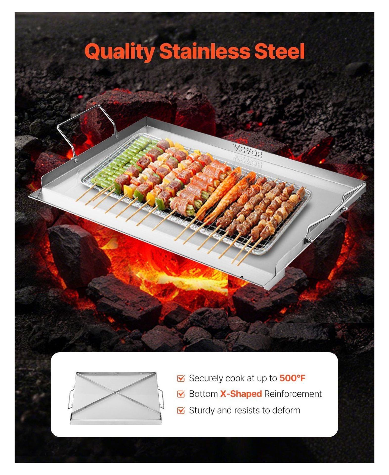 Flat Top Griddle 23x16 Inch, Stainless Steel BBQ Grill Pan