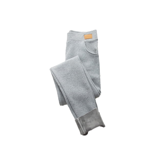Wosthever Mallas con forro polar para mujer, mallas deportivas de Color sólido para niña, pantalones de invierno elásticos para mujer, accesorio de Suministros térmicos Gris claro/XL Wosthever HA046943-02