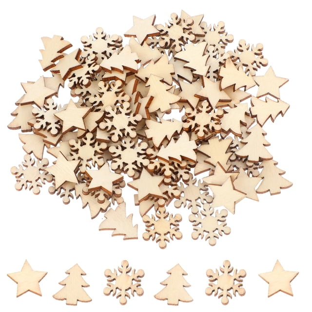 Adornos de madera JJUNW con forma de estrellas inacabadas de 15 mm para manualidades, 100 unidades