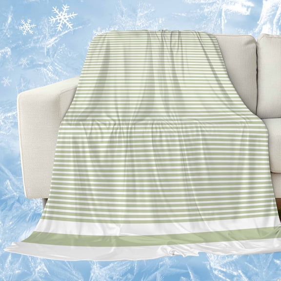 Farmhouse Sage Green White Striped Cooling Blanket, Lightweight Breathable Summer Throw Blanket with Double Sided Cold Effect,Modern Stripes Picnic Beach Blankets Bed Sheet for Hot Sleepers 30"x40"