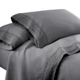thumbnail image 2 of Benjara  Edra Microfiber Bed Sheet Set with Crochet Lace, Gray - 4 Piece - Full Size, 2 of 5