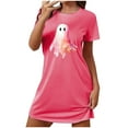 thumbnail image 2 of Sakmal Robes Moomoo Légères pour Femmes Grande Taille Halloween Douillettes Robe de Pyjama Rose Courte Imprimé Fantôme Col Rond Manches Courtes Chemises de Nuit P-2TG, 2 of 5