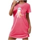 thumbnail image 2 of Camisón corto de talla grande para mujer, camisón de manga corta con estampado de pecho a la moda, camisón para mujer, 2 of 5