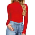 thumbnail image 3 of BUIgtTklOP Women's Mock Turtle Neck Long Sleeve Tops Bodysuit Jumpsuit, 3 of 5