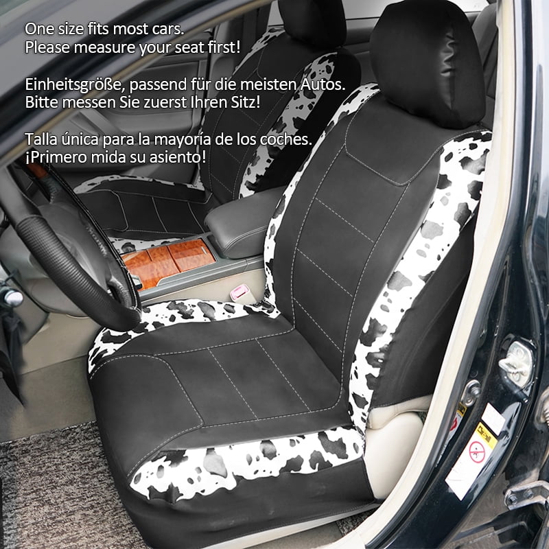 Autoking Cover Cow Pattern Car Seat Cover Set 2Pcs Full Set Universal Seat Fit For Most Car Milk Color 2 Seat