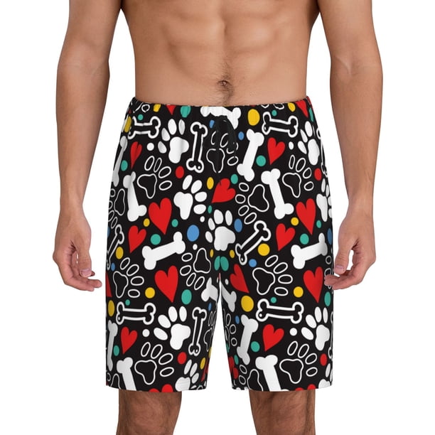 Balery Paw And Bones Pantalones cortos de pijama de punto de algodón para hombre con cinturilla y bolsillos-Medium