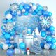 thumbnail image 1 of Kit de arco de guirnalda de globos con copos de nieve navideños y fondo de nieve, 1 of 4