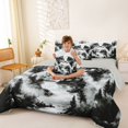 thumbnail image 4 of Manfei Ink Wash 7pcs Queen Bedding,Wild Wolves Bedding Comforter Set Queen,White Black,Light Gray Reversible, 4 of 7