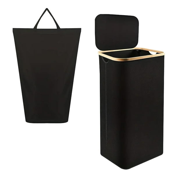 Cesta de lavandería plegable decorativa para ropa sucia, cesta grande para ropa sucia Negro