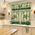 thumbnail image 6 of Christmas Kitchen Curtains Winter Green Valances for Bathroom Windows Flower Kitchen Curtains 3 Piece Set for Window Christmas Kitchen Decor and Valances Set, 6 of 6