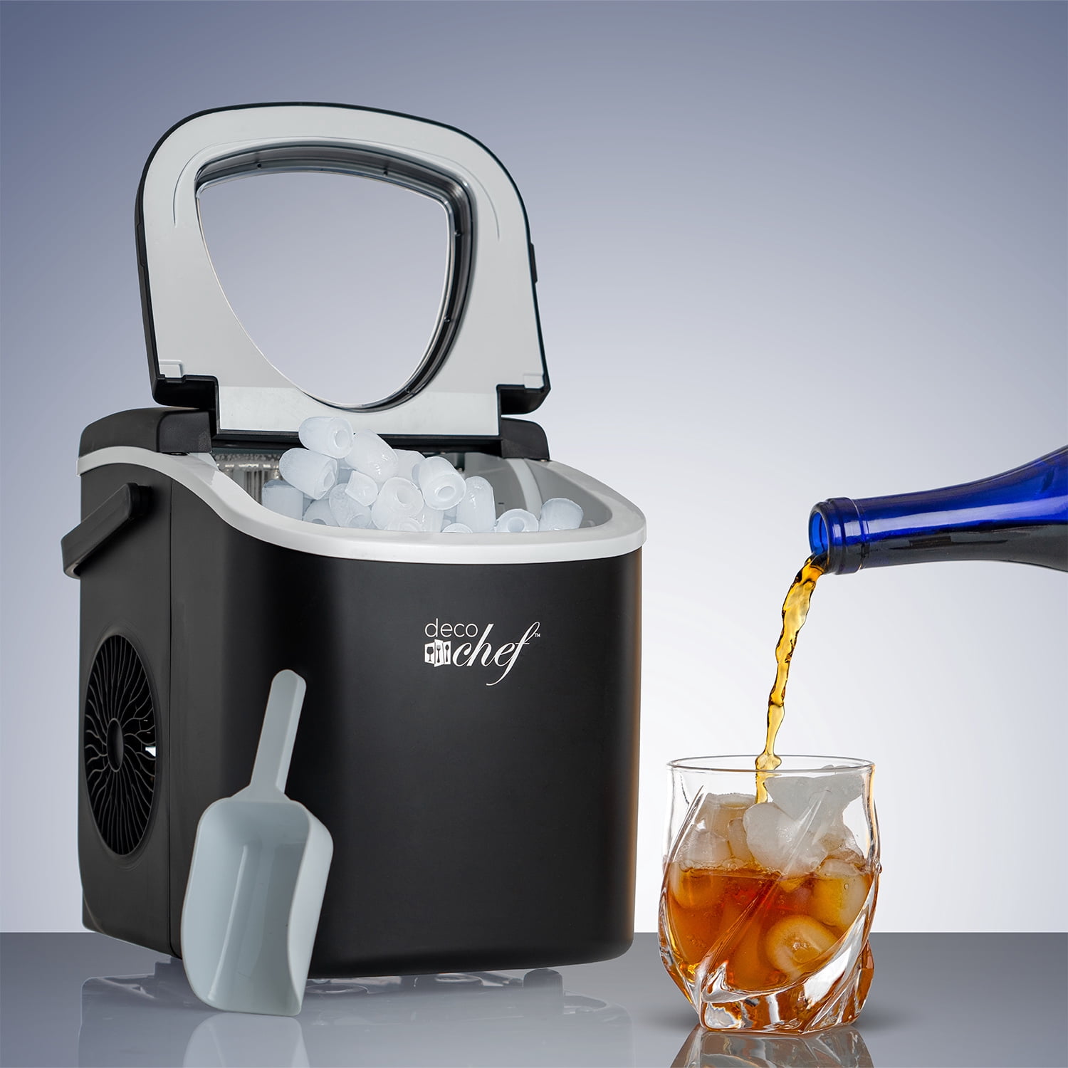 Deco Compact Countertop Ice Maker, 26LBs in 24HRs, 9 Bullet Ice Cubes Ready in 6 Minutes, Black