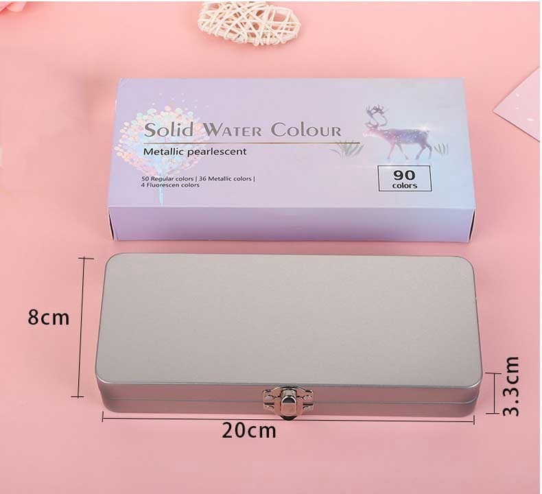 Portable Solid Watercolor Paint Set, 24-Color Artist Paint Kit with Water Brush Mixing Palette for Sketching Painting Home Studio Outdoor Art Projects