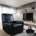 thumbnail image 2 of Easy-Going PU Leather Recliner slipcovers 4 Pieces Stretch Sofa Covers, Black, 2 of 6