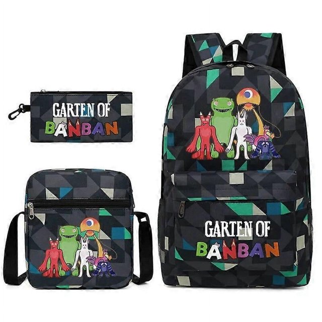 Three-piece Set Garten Of Banban Game Peripheral Two-dimensional Backpack Student Schoolbag Shoulder Bag Pencil Case