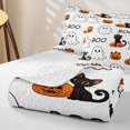 thumbnail image 4 of Homewish Halloween Boo Cat Twin Quilt Set,Cute Pumpkin Lantern Pattern Twin Coverlet Set,White Orange Black,2pcs, 4 of 7