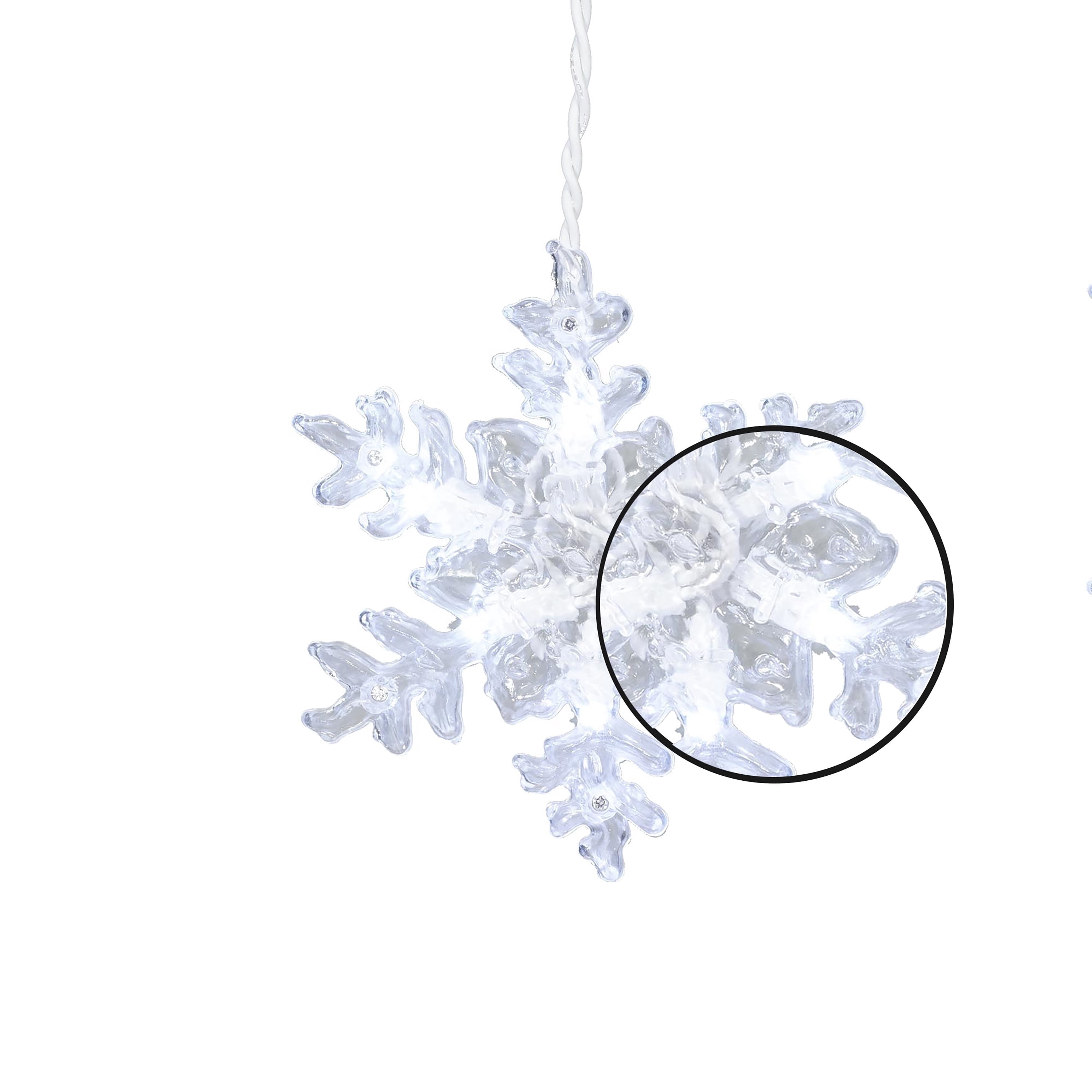 Indoor/Outdoor 8-Count LED 8-Function Snowflake Christmas Icicle Lights, Cool White, White Wire, 9', by Holiday Time
