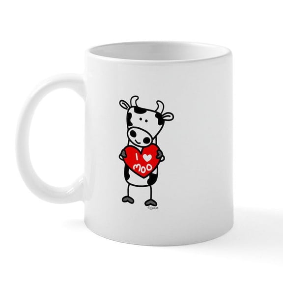 CafePress - I Love Moo Cow Mug - 11 oz Ceramic Mug - Novelty Coffee Tea Cup
