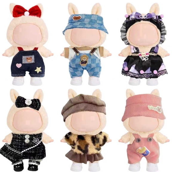 Unbranded Doll Clothes Accessories Mix & Match Wardrobe Collectible Outfits 6 Pack for 17cm (6.7") Plush Figures