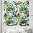 thumbnail image 1 of Leaf Tapestry, Vintage Retro 60s Seem Banana Palm Tree Leaves Flowers Hibiscus, Fabric Wall Hanging Decor for Bedroom Living Room Dorm, 5 Sizes, Pale Caramel Burgundy, by Ambesonne, 1 of 1