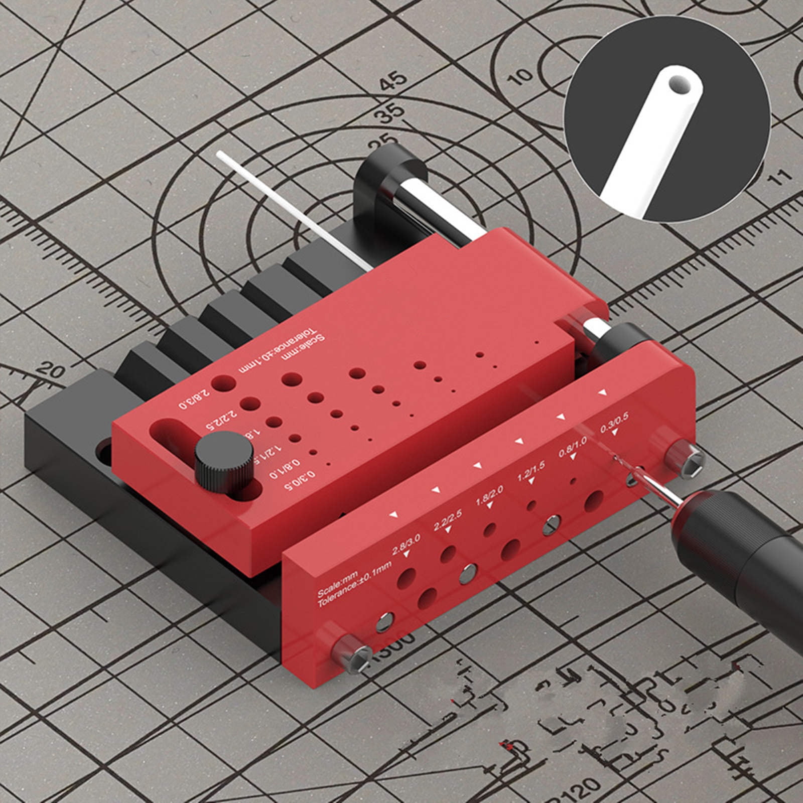 TAPDRA Precision Hole Punch Jig for DIY Projects Adjustable 0.3-3mm Drill Guide with Compression Screw