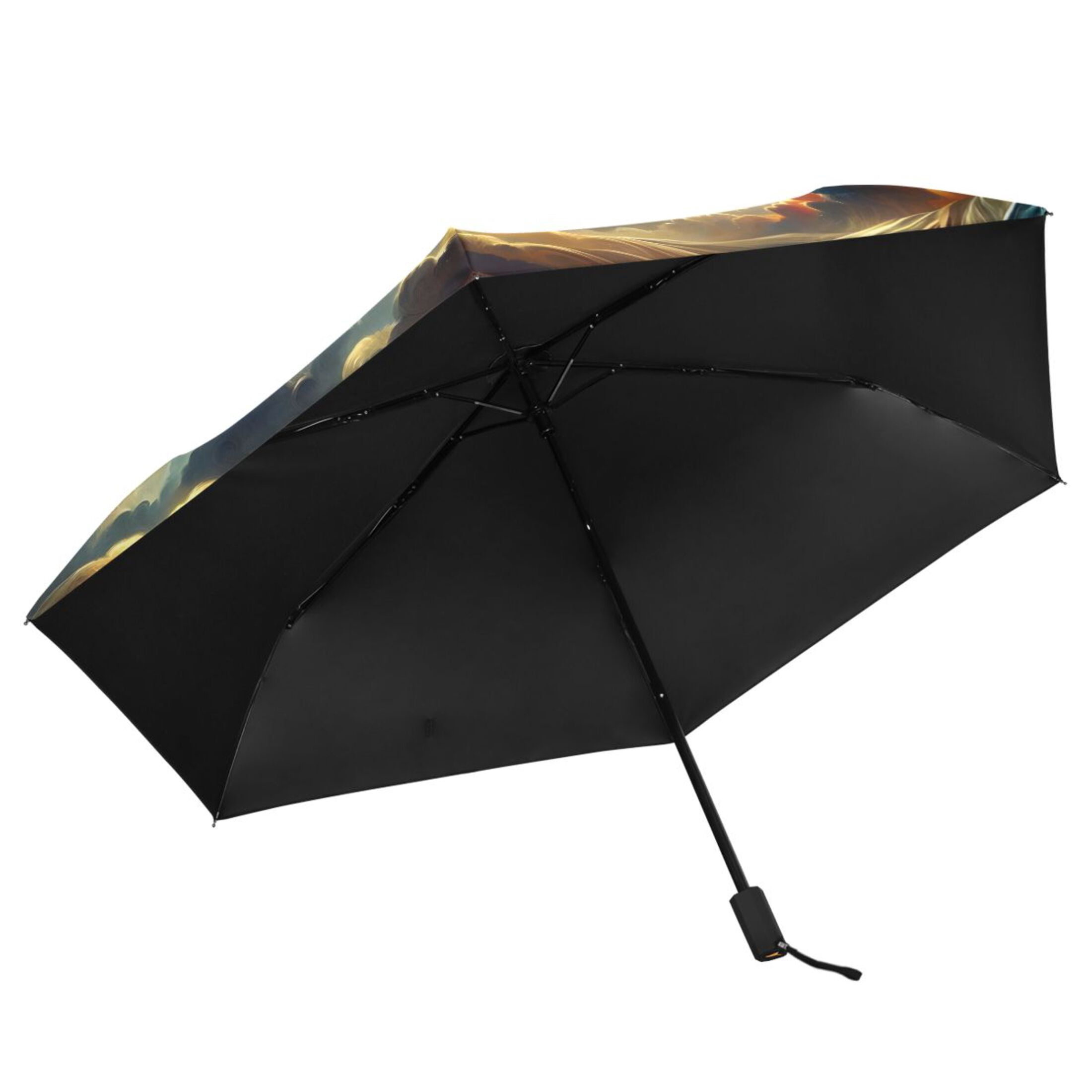 Twelve Zodiac Stars in Night Sky Compact Sun Umbrella Windproof Travel Umbrellas for Rain Strong Portable UV Protection