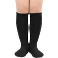 thumbnail image 2 of Zando Kids Toddler Soccer Socks Knee High Tube Socks Three Stripes Cotton Cute Sport Stocking for Boys Girls White Black & Black & Black White 3-6, 2 of 4
