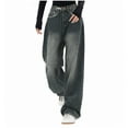 thumbnail image 2 of Wyobmus Plus Size Jeans for Women Wide Leg Baggy Y2K Jeans High Waist Distressed Denim Pants Loose Vintage Streetwear Jeans S-5X Blue, 2 of 8