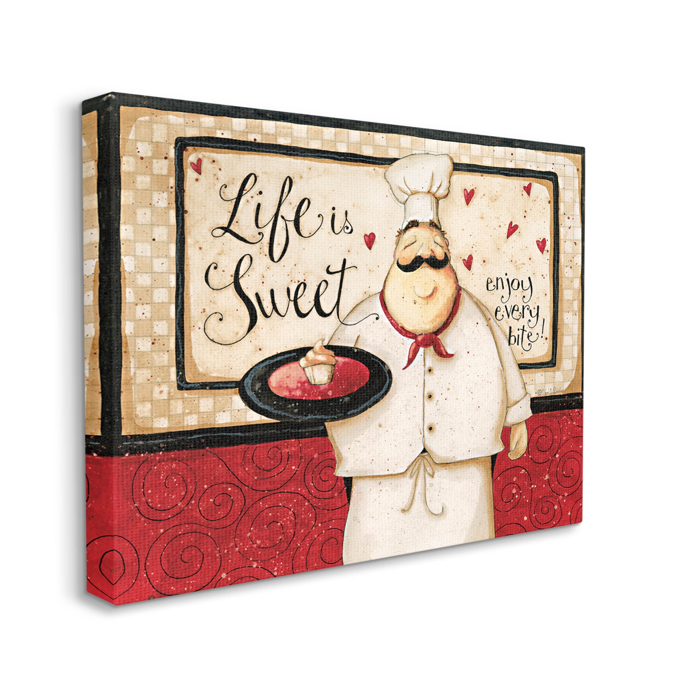 Life Is Sweet Enjoy Every Bite Phrase Food & Beverage Graphic Art Gallery Wrapped Canvas Print Wall Art