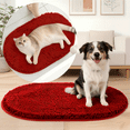 thumbnail image 2 of MK Gdledy Chenille Oval Bath Rug 16x24, Rubber Backing Quick Dry Washable Microfiber Mats，Red, 2 of 6