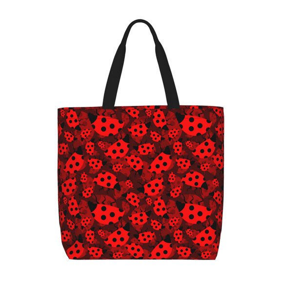 Pofeuu Ladybugs 1 Print Tote Bag for Women,Hobo HandBags with Zipper,Large Capacity Casual Shoulder Handbags with Inner Pockets