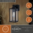 thumbnail image 5 of Lombard 1 Light Dusk to Dawn Black Contemporary Outdoor Wall Lantern with Integrated GFCI Outlet, 5 of 11