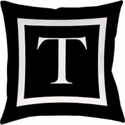 IDG Classic Block Monogram Decorative Pillow - Black