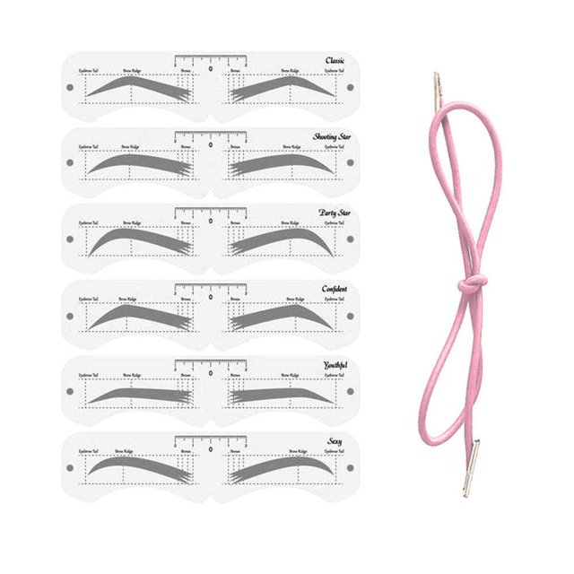 Juego de moldes para cejas de maquillaje, moldeador de cejas suave de PEVA con banda elástica, herramienta de maquillaje reutilizable para principiantes.