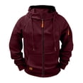 thumbnail image 7 of Havenx Full Zip Hoodies for Men Long Sleeve Drawstring Jackets with Pockets Hooded Sweat Shirts Gym Hiking Outdoor Fall Winter Athletic Clothes,Wine 3XL, 7 of 7