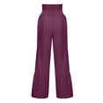 thumbnail image 6 of Zpanxa Womens Wide Leg Pants Casual High Elastic Waist Solid Color Ruffle Wide Leg Long Pants Wide Leg Loose Comfy Lounge Pants Workout Sweatpants for Women Purple S, 6 of 6