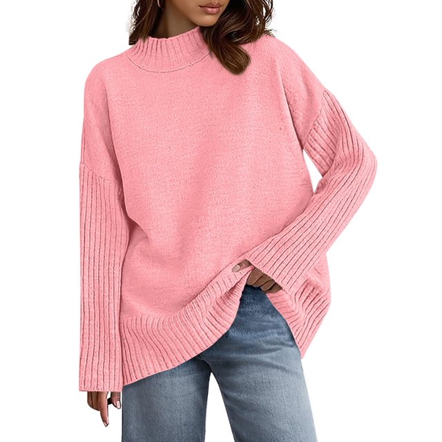 Suéter PRETTYGARDEN 2025 Rosa Oversized Cuello Alto Talla S