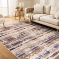 thumbnail image 3 of Beltran 6'x9' Abstract Watercolor Striped Area Rug, Washable Non Slip Low Pile Boho Rug, Pastel Multicolor Stain Resistant Rug for Living Room Bedroom, Beige, 3 of 8