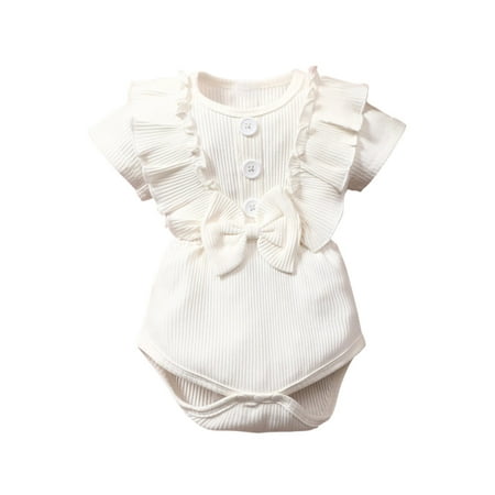 

Fesfesfes Baby Bodysuit Toddler Kids Girls Summer Cute Solid Color Ruffle Cotton Outfit Romper Jumpsuit Infant Onesie