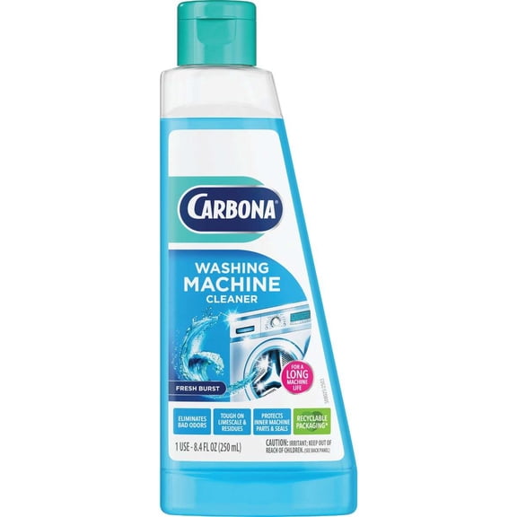 Carbona Washing Machine Cleaner with Activated Charcoal | Removes Odor-Causing Residues | Works in Standard & High Efficiency Washing Machines | 8.4 FL Oz, 1 Pack