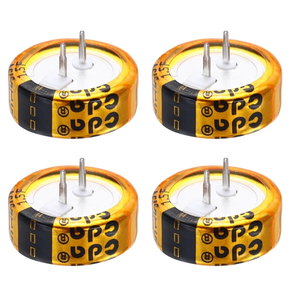Uxcell Super Capacitor, 5.5V 1.5F C-Type Button Capacitor, High Energy Low Resistance High Consistency for Electronics Toys AC Motor Smart Display Screen (Golden, Pack of 4)