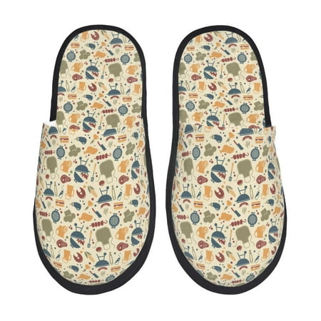 Balery Barbecue And Grill Slient Indoor Furry Fleece Comfort House Shoes Soft Non-Slip Home Shoes Cotton slippers House Slippers-- Large