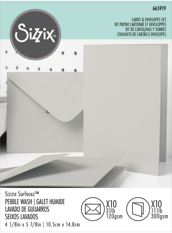 Sizzix Surfacez Card & Envelope Pack A6 10/Pkg-Pebble Wash